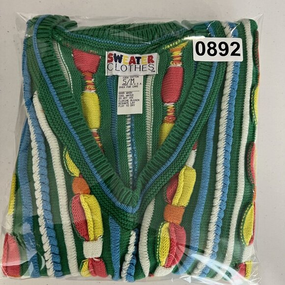 3D Colorful Rainbow Knit Vest Sweater Clothes S/M Tank Top VTG USA Artsy Retro - Picture 13 of 13